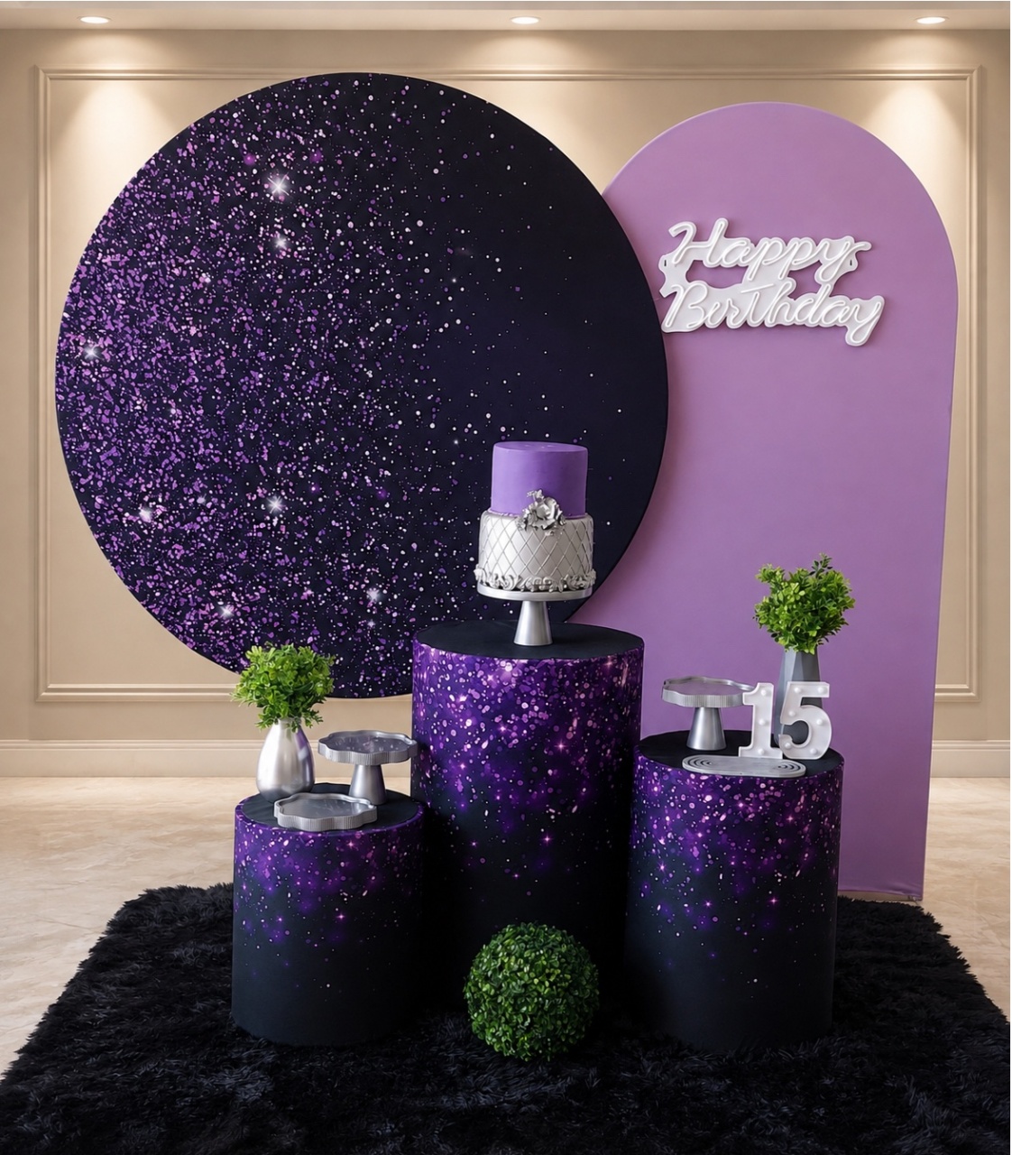 Glitter Roxo Com Preto M - maedecorapegueemonte