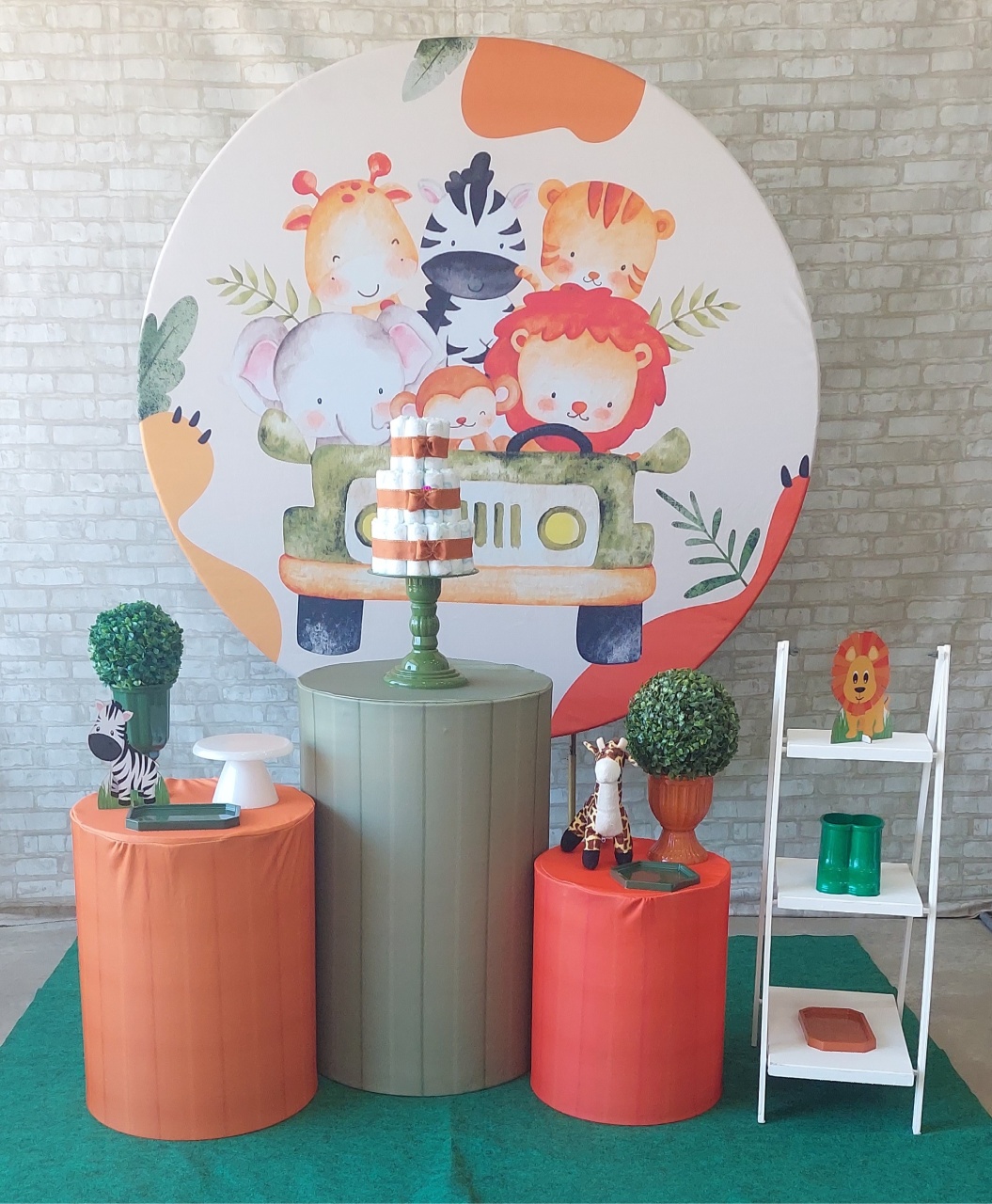 Safári Laranja Chá de Bebê  - maedecorapegueemonte