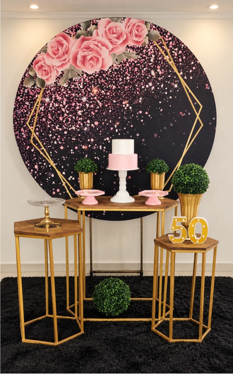 Glitter Rosa Com Preto - maedecorapegueemonte