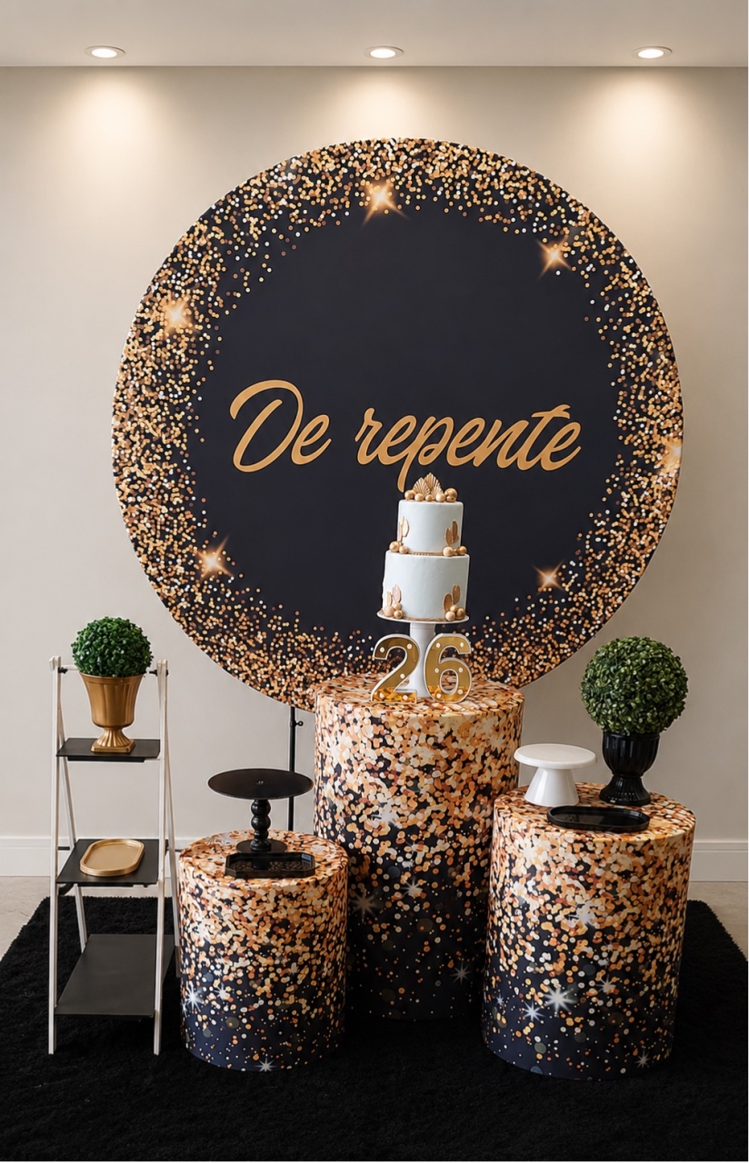 de Repente Preto Com Dourado - maedecorapegueemonte