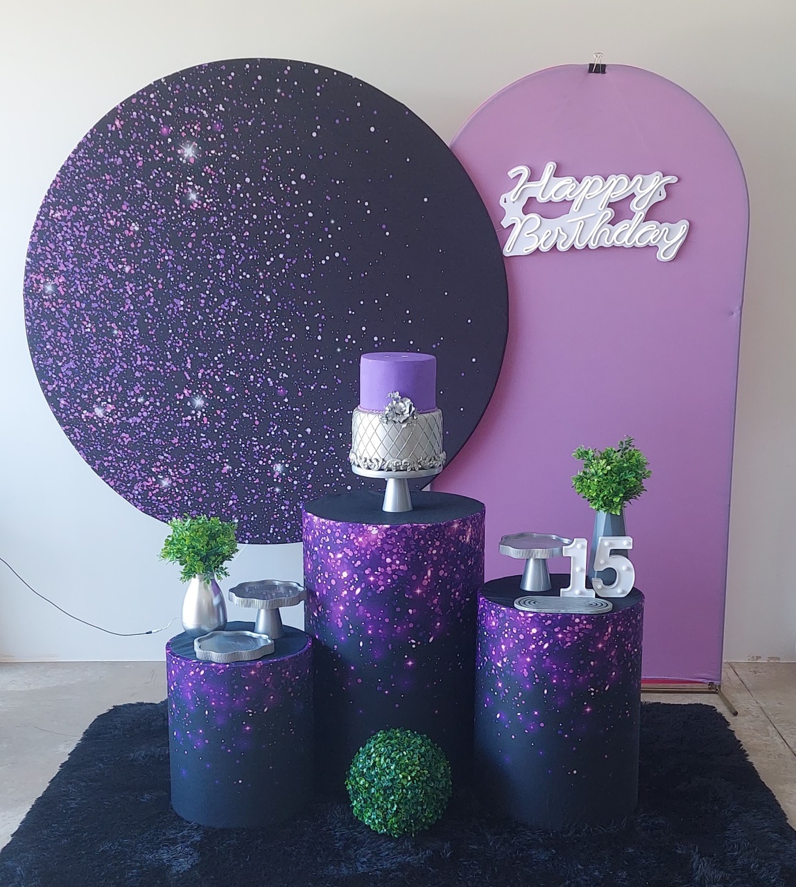 Glitter Roxo Com Preto M - maedecorapegueemonte