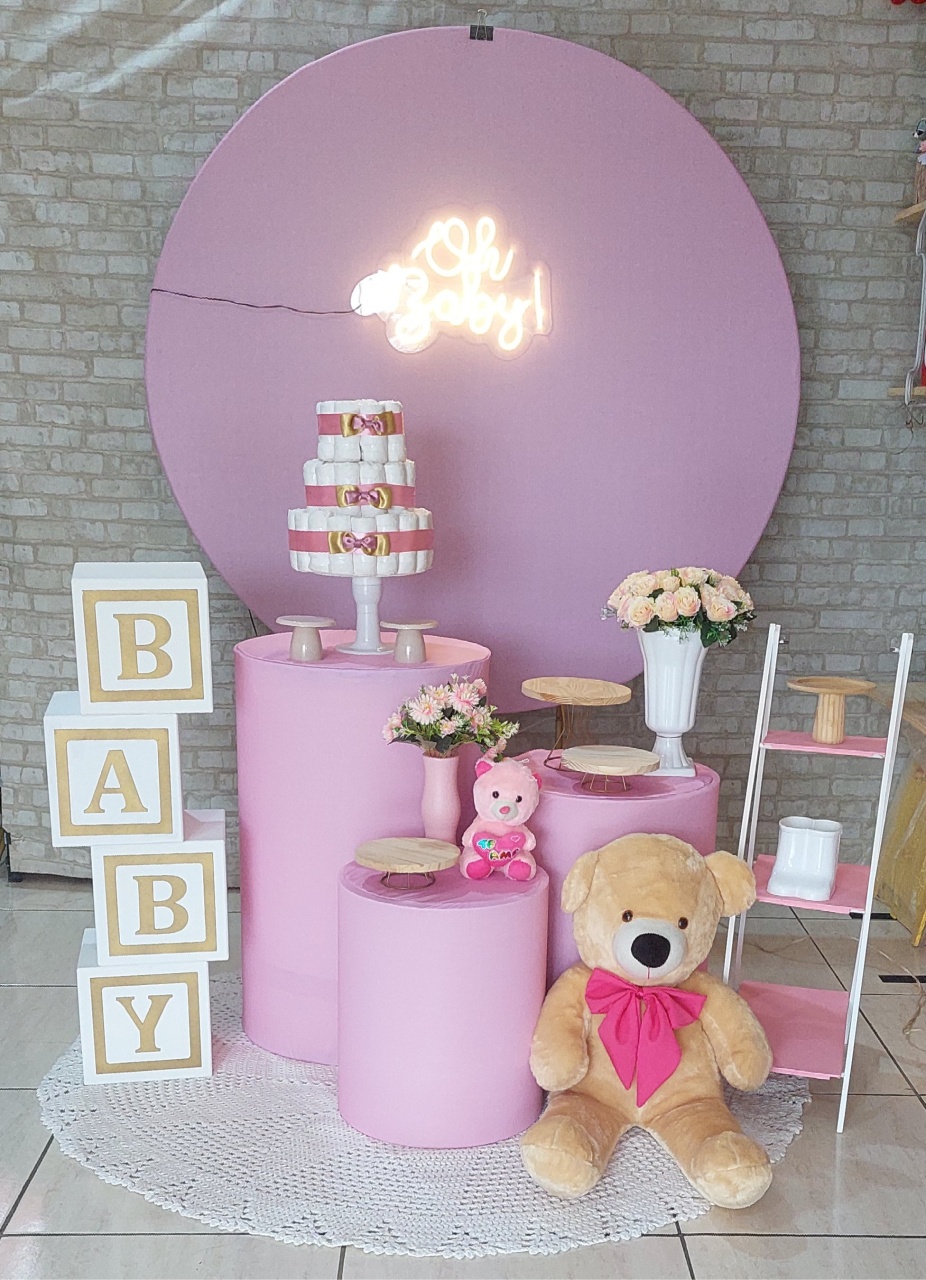 Decoração Rosa Chá de Bebê  - maedecorapegueemonte