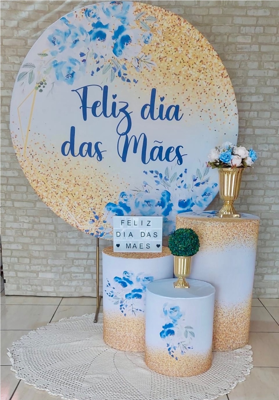 Dia das Mães Azul Com Dourado - maedecorapegueemonte