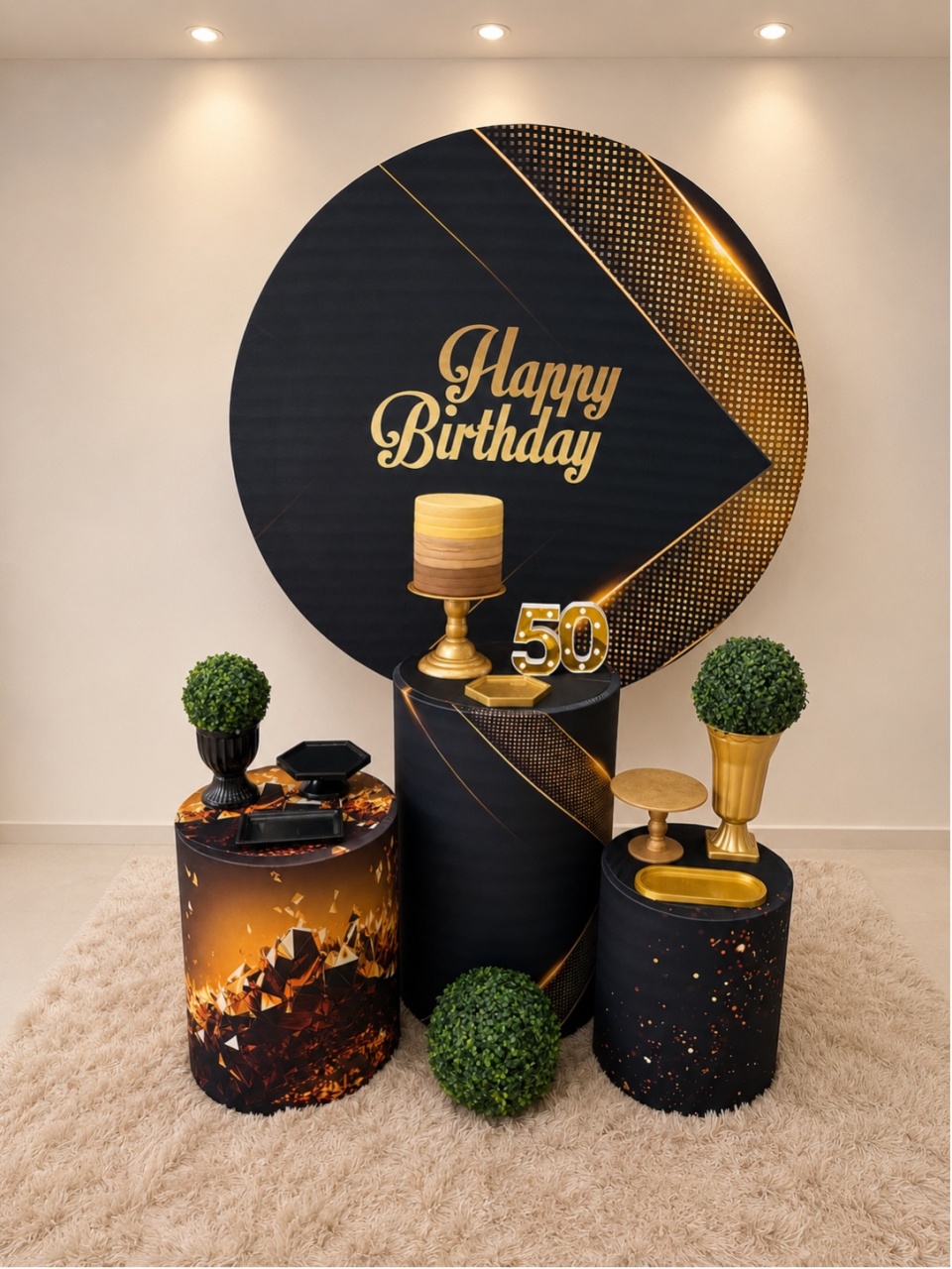 Happy Birthday Preto Com Dourado - maedecorapegueemonte