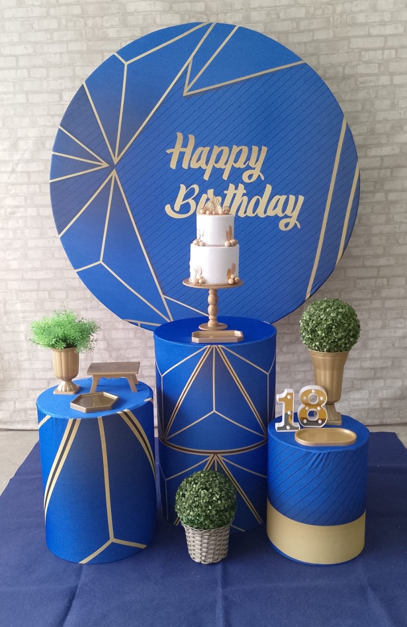 Happy Birthday Azul Com Dourado P - maedecorapegueemonte