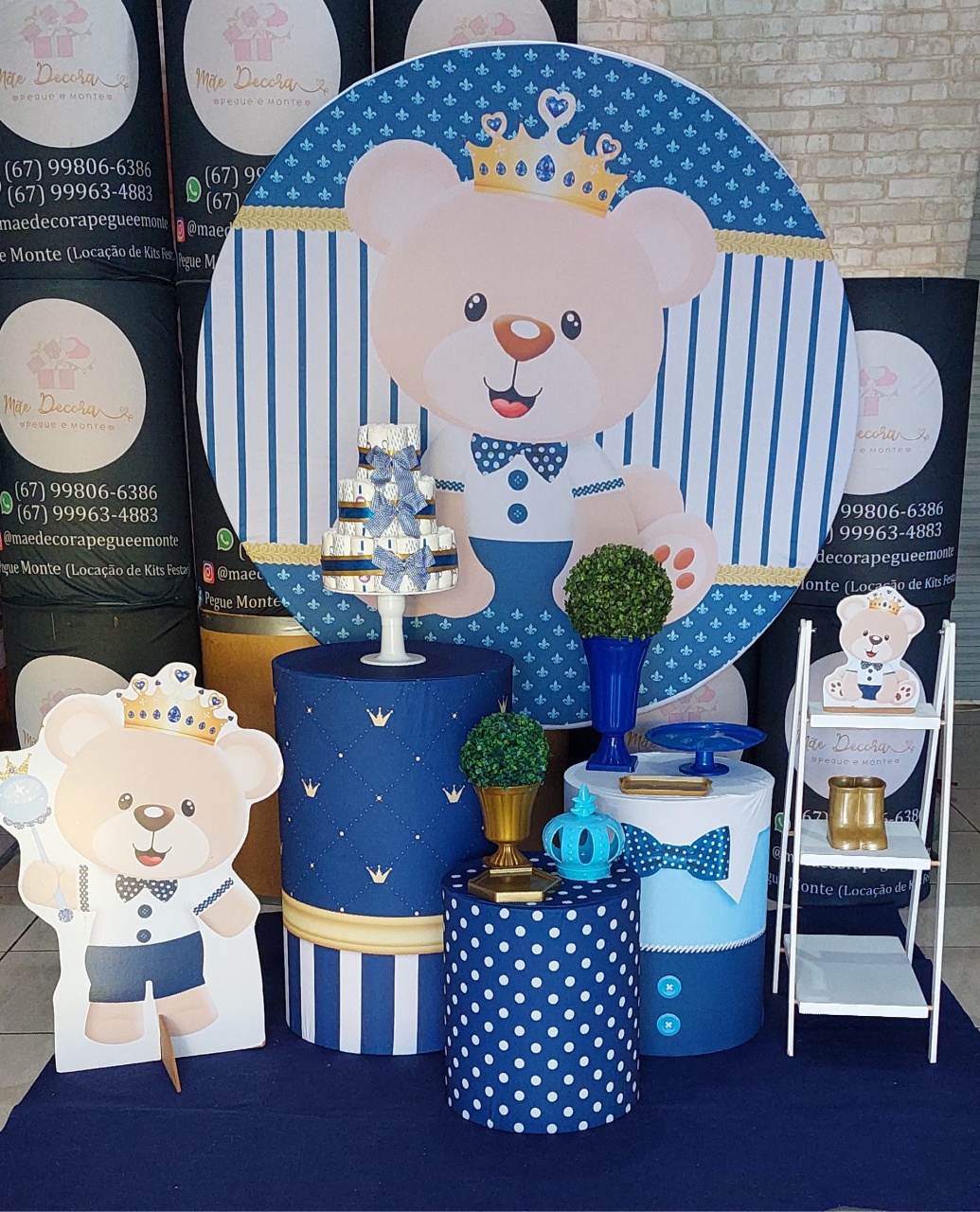 Chá  de Bebê Ursinho Príncipe Azul Escuro  - maedecorapegueemonte