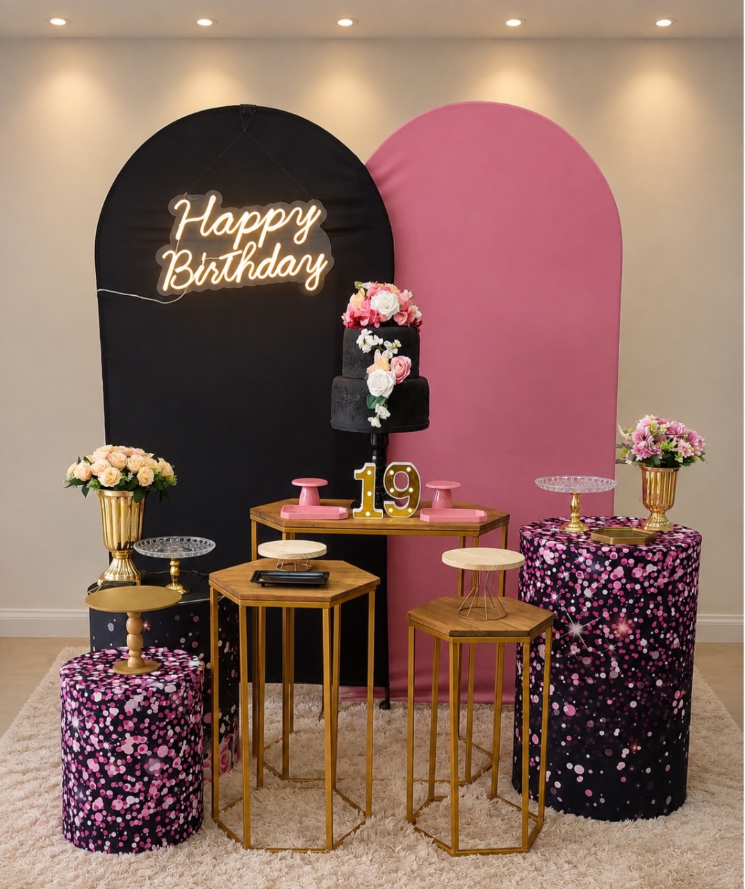 Rosê Com Preto Luxo - maedecorapegueemonte