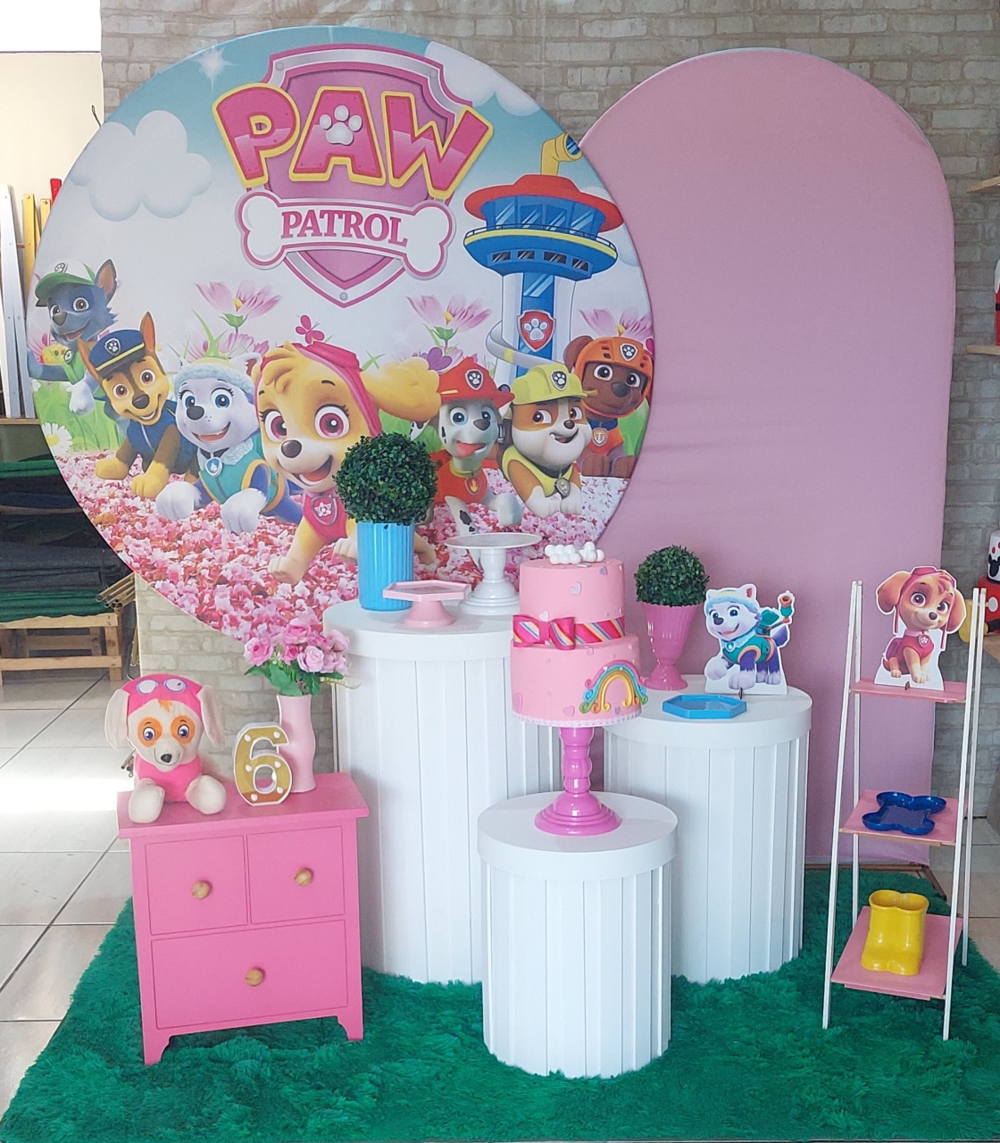 Patrulha Canina Rosa Cilindros Ripados  - maedecorapegueemonte