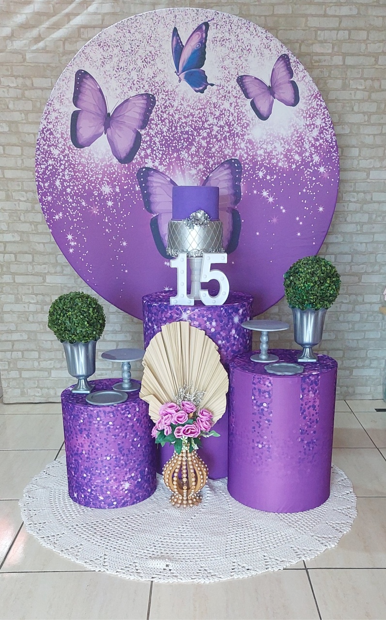 15 Anos Lilás  Glitter  - maedecorapegueemonte