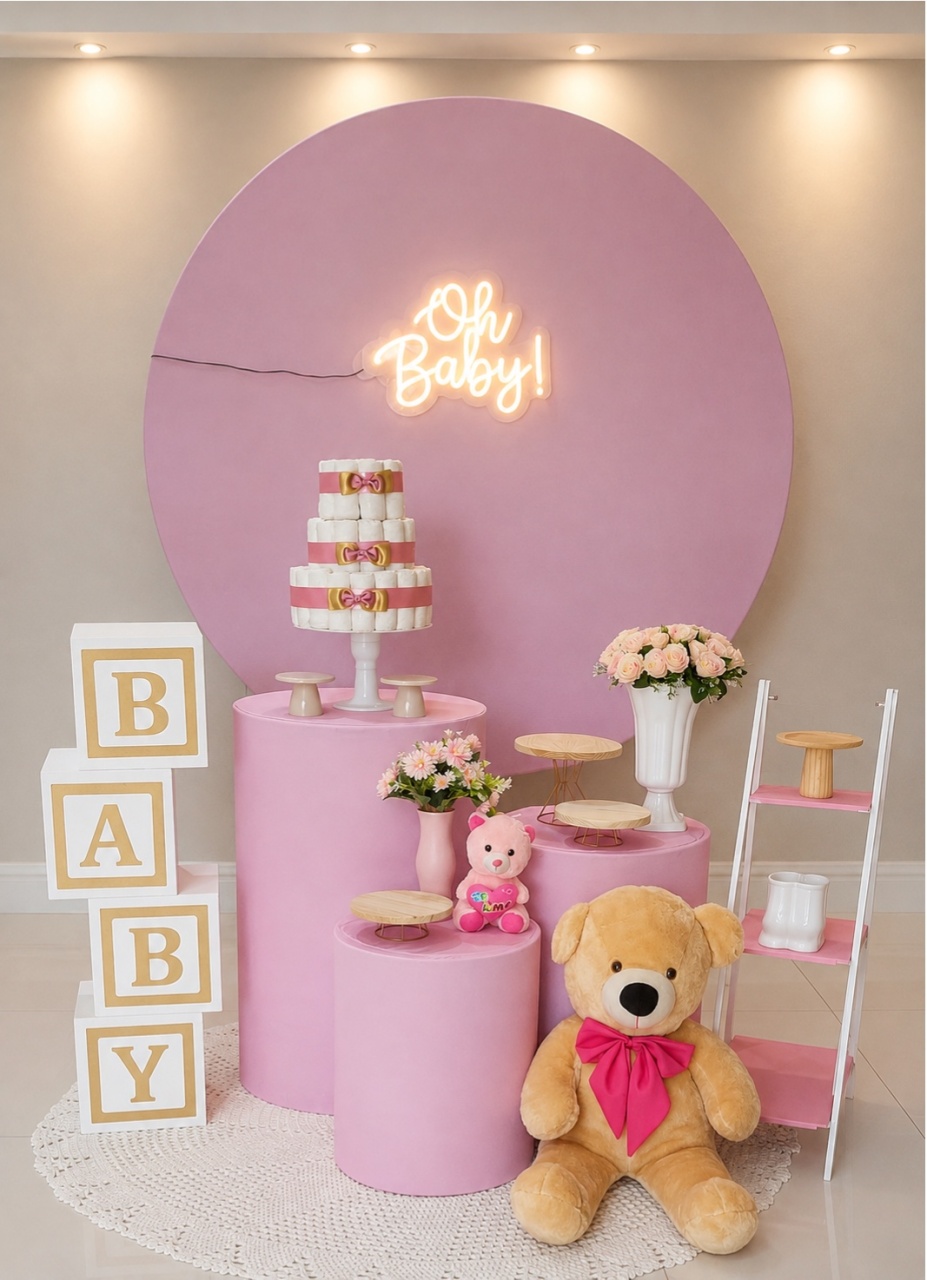 Decoração Rosa Chá de Bebê - maedecorapegueemonte