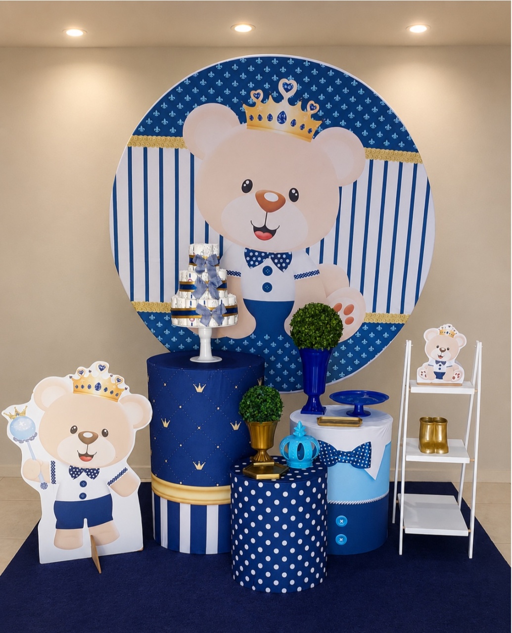 Chá  de Bebê Ursinho Príncipe Azul Escuro  - maedecorapegueemonte