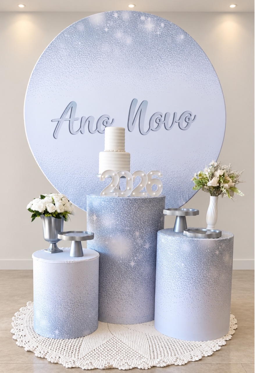 Ano Novo Prata Com Branco - maedecorapegueemonte
