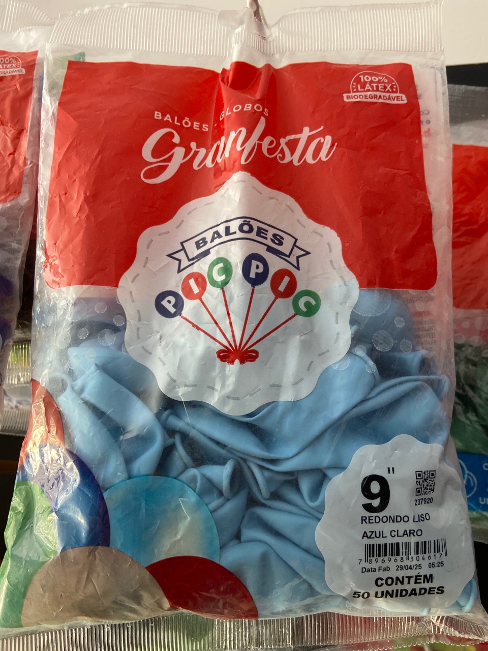 Pacote de Balão Tamanho 9 Azul Claro Com 50 Unidades  - MN Decorações 