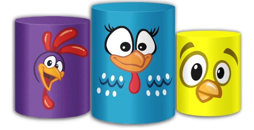 Capas de Cilindro P,M E G Galinha Pintadinha - MN Decorações 