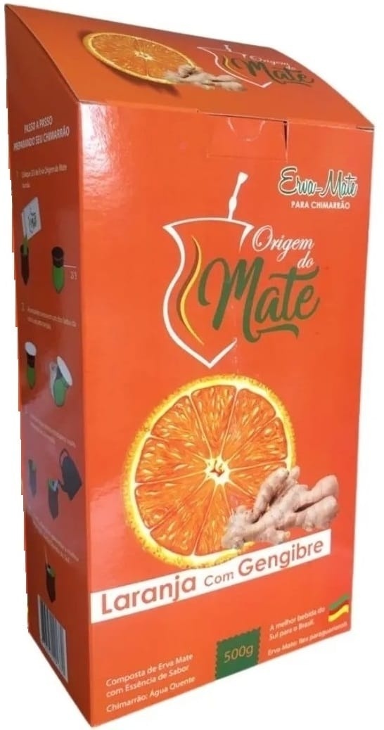 Erva Mate Origem Do Mate Sabor Laranja Com Gengibre 500G - MN Decorações 
