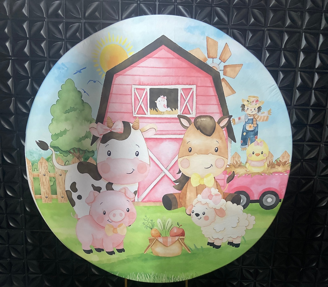 Painel Fazendinha Rosa - MN Decorações 