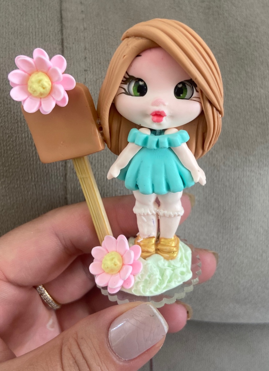 Boneca Biscut Chimarrão Vestido Verde Água  - MN Decorações 