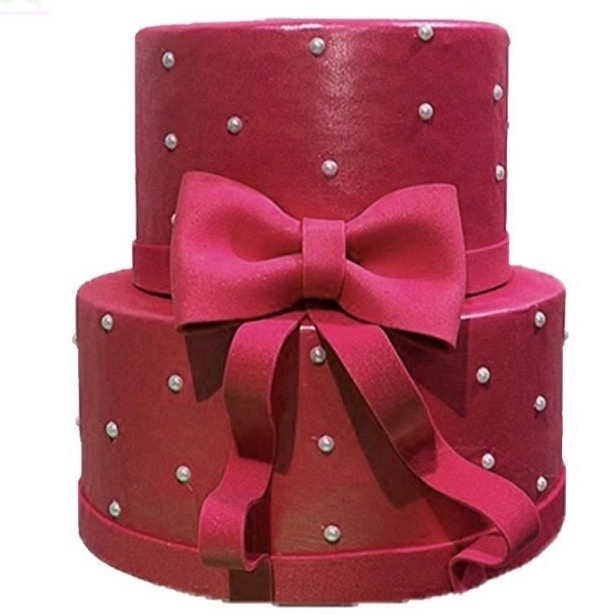 Bolo Fake Laço Vermelho  - MN Decorações 