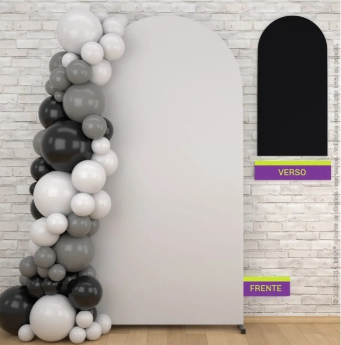 Capa Painel Romano Dupla Face Branco/Preto Liso 2X1M Veste Fácil Tecido Sublimado Decorativo Duas Coress - MN Decorações 