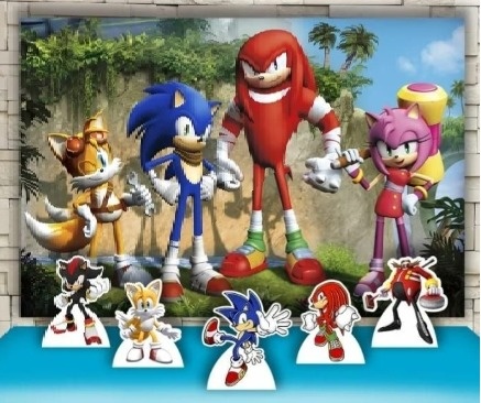 Kit Sonic Painel 1,80M X 1,20M + 05 Display de Mesa de Mdf - MN Decorações 