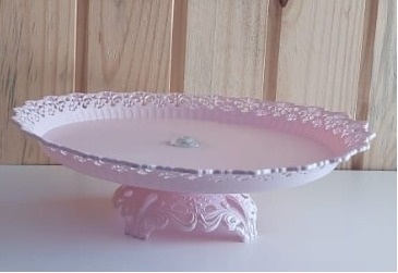 Bandeja Rosa Plástico - MN Decorações 