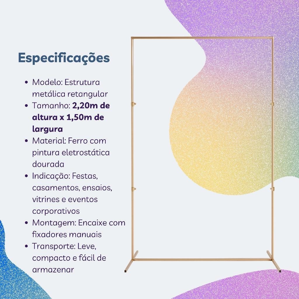 ￼Arco Retangular Suporte Estrutura Desmontavel  2,20X1,50M - MN Decorações 