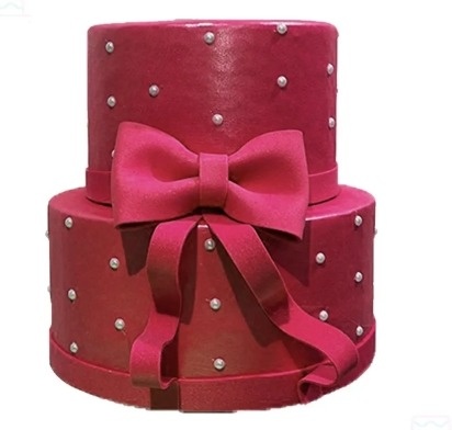 Bolo Fake Laços Vermelho - MN Decorações 