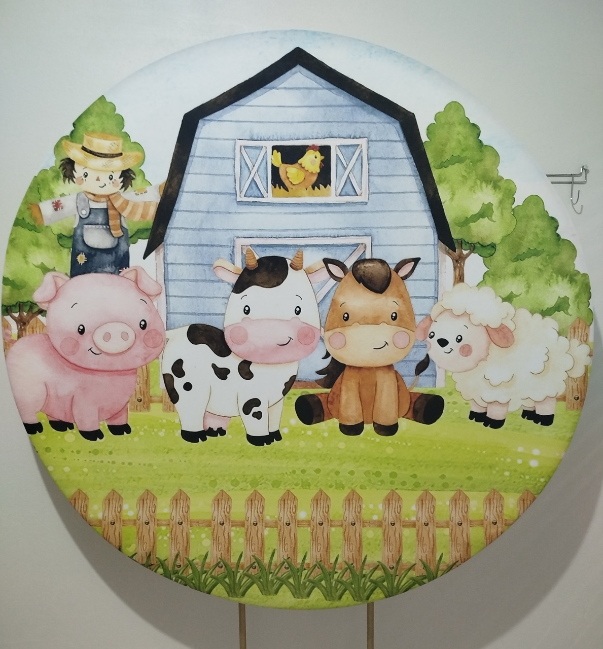 Painel Redondo Fazendinha Azul  - Cantinho da Lene , pegue e monte sua festa!