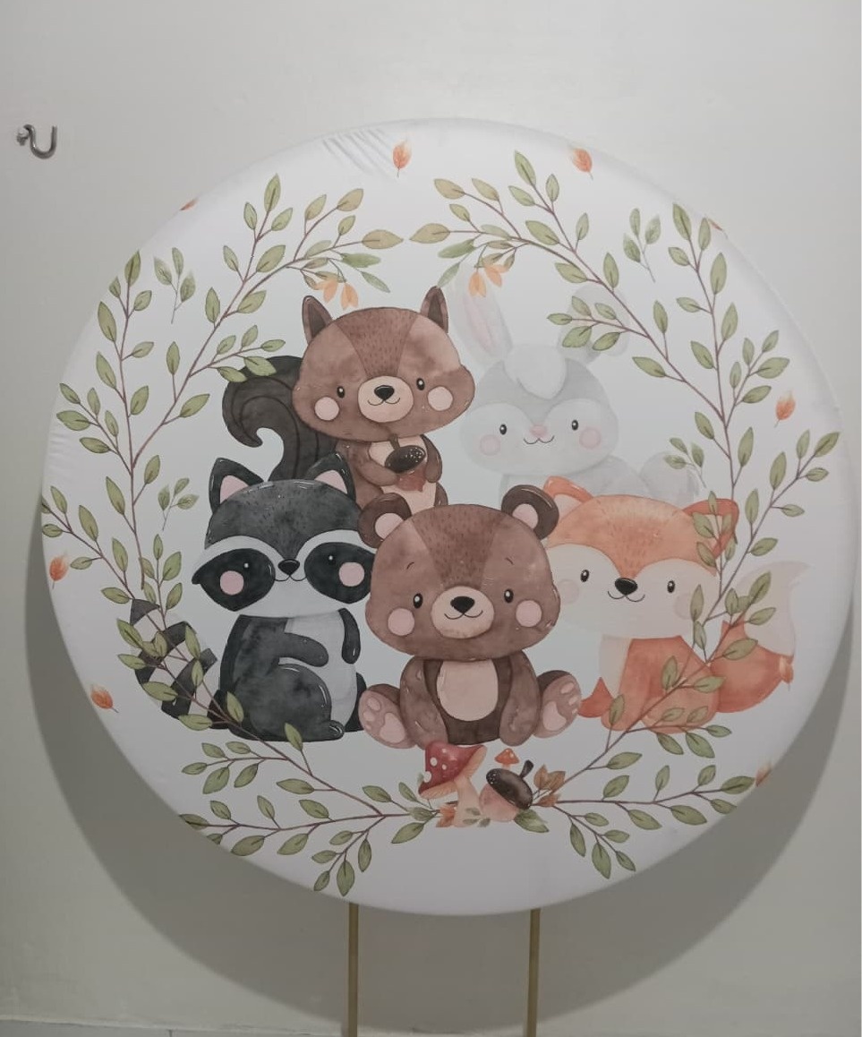Painel Redondo Bosque  - Cantinho da Lene , pegue e monte sua festa!