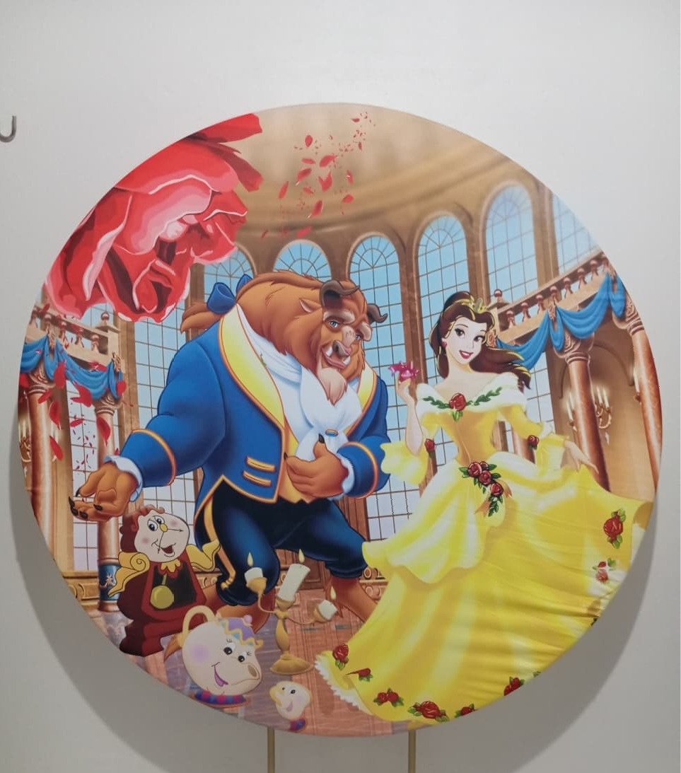 Painel Redondo A Bela E A Fera - Cantinho da Lene , pegue e monte sua festa!