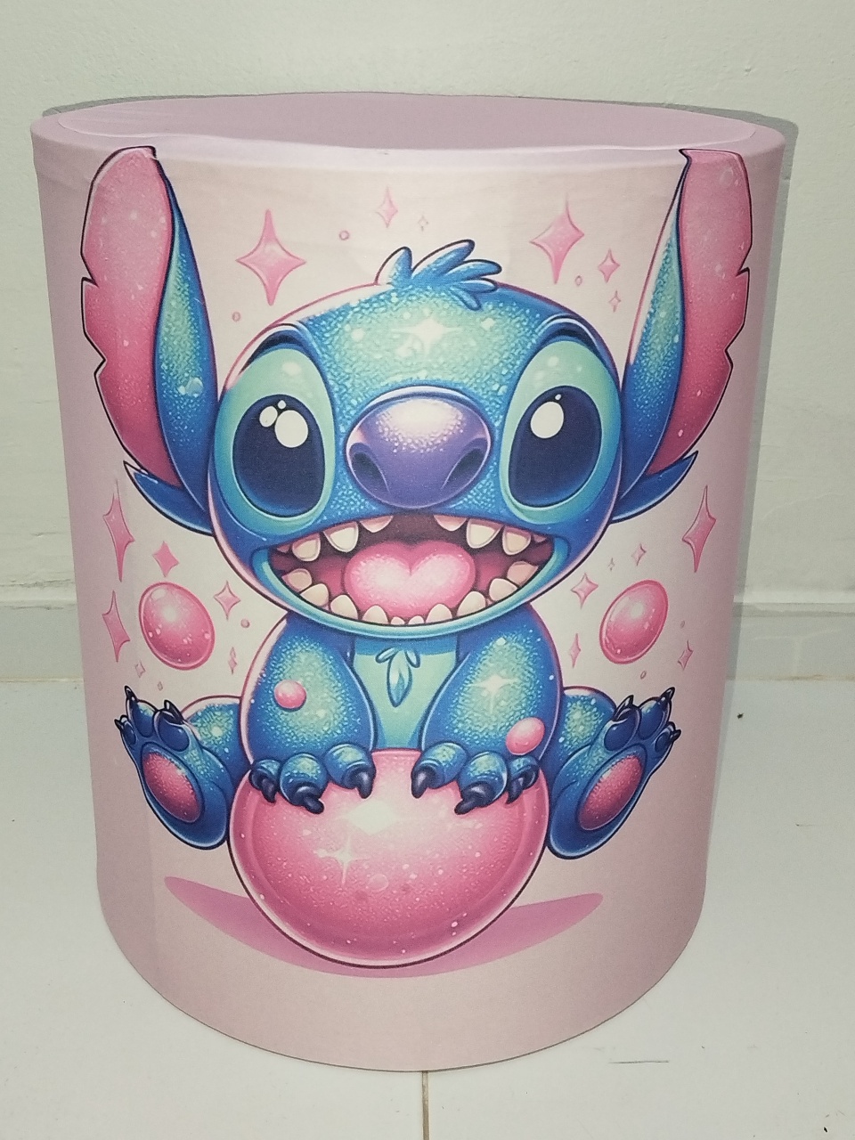 Capa Cilindro P Stitch Rosa  - Cantinho da Lene , pegue e monte sua festa!