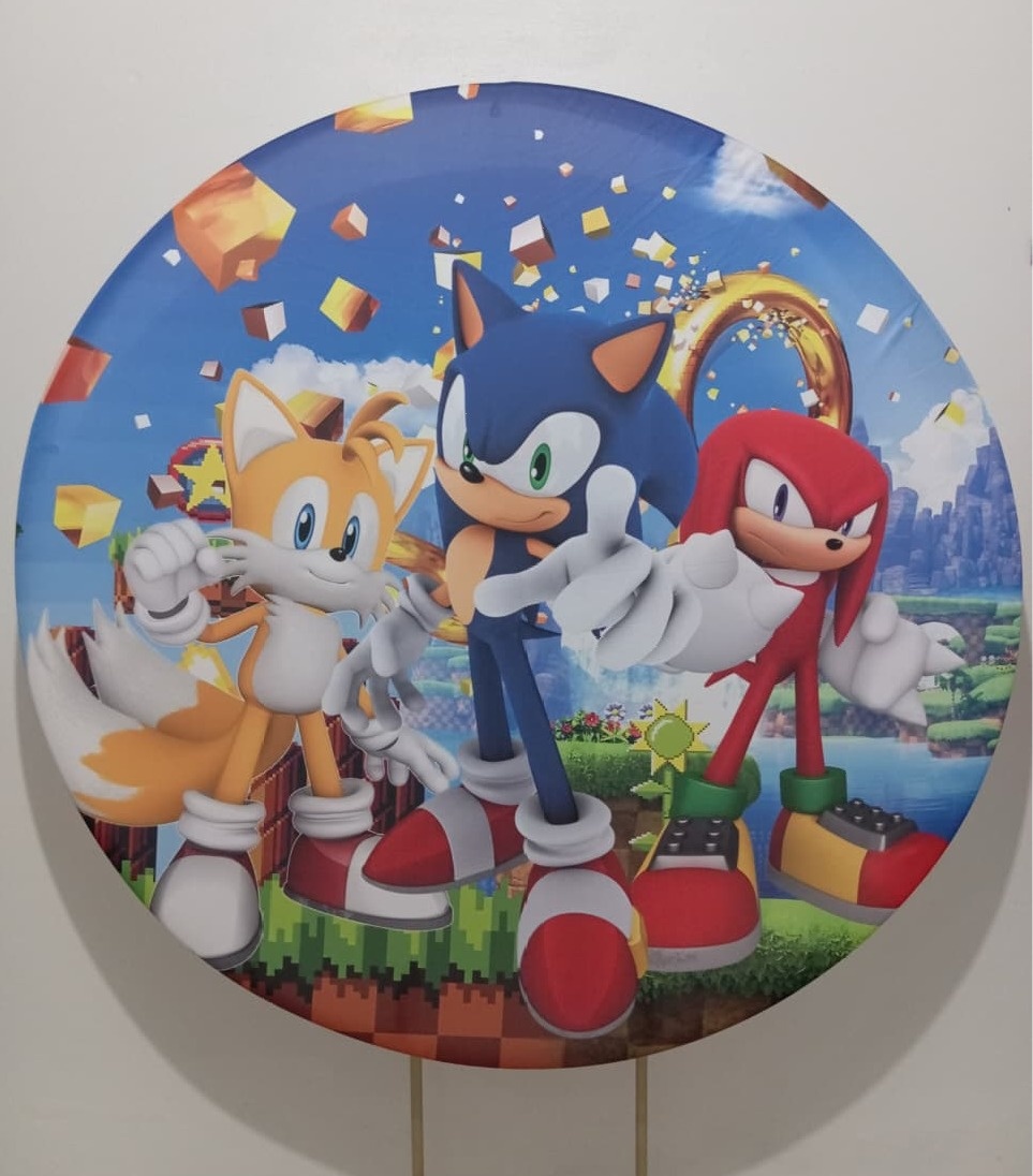 Painel Redondo Sonic - Cantinho da Lene , pegue e monte sua festa!