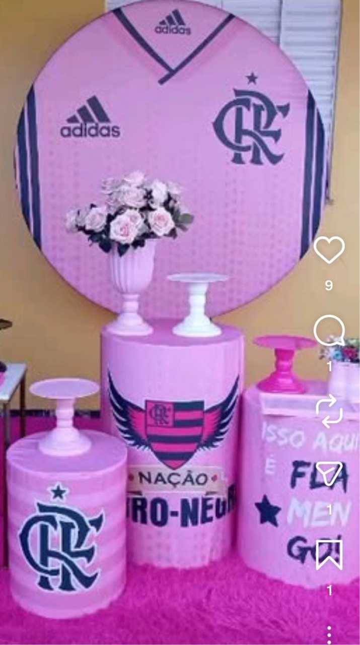 225-Kit Bronze Flamengo Rosa - Cantinho da Lene , pegue e monte sua festa!