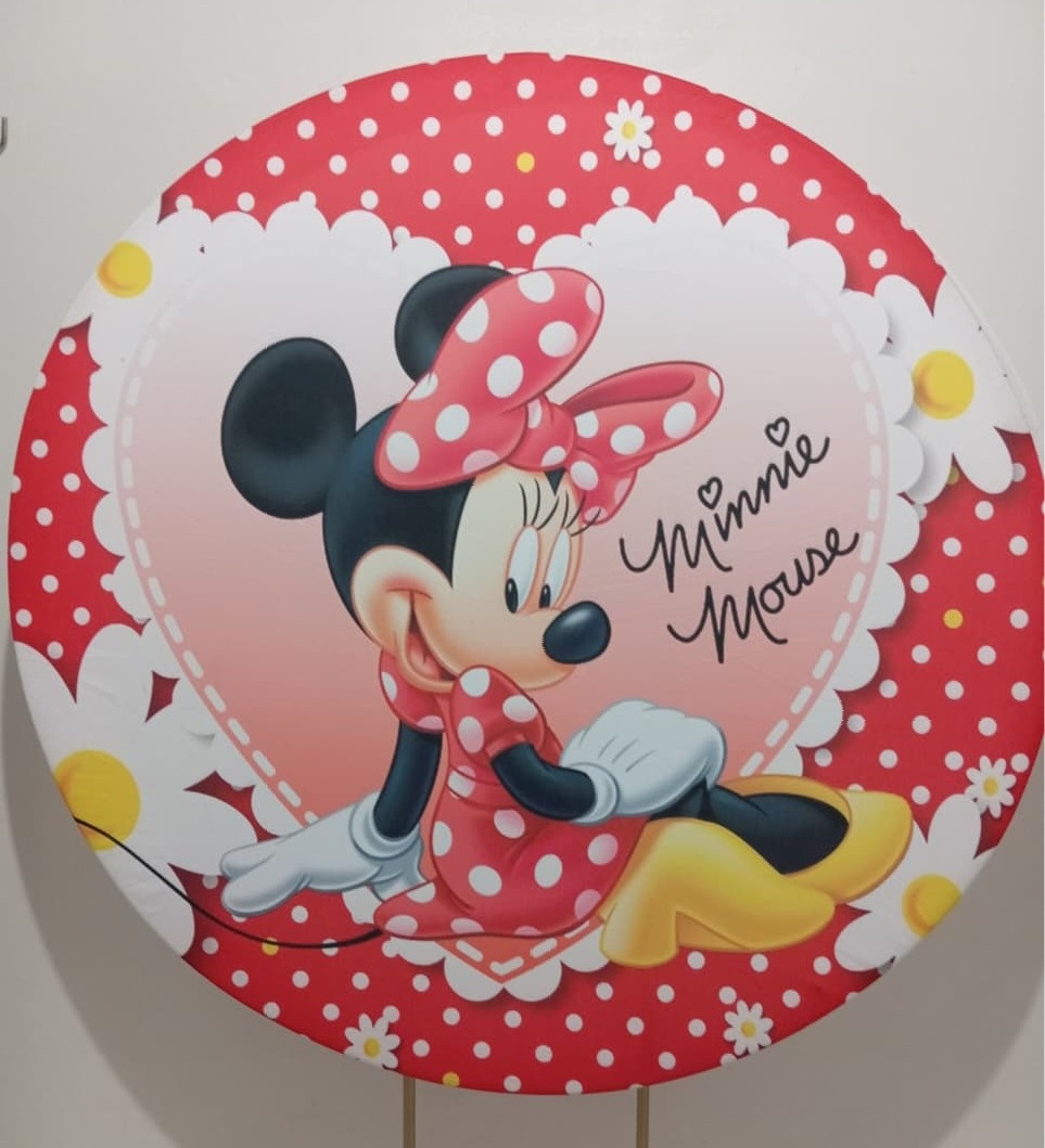 Painel Miney Vermelha+ Coração  - Cantinho da Lene , pegue e monte sua festa!