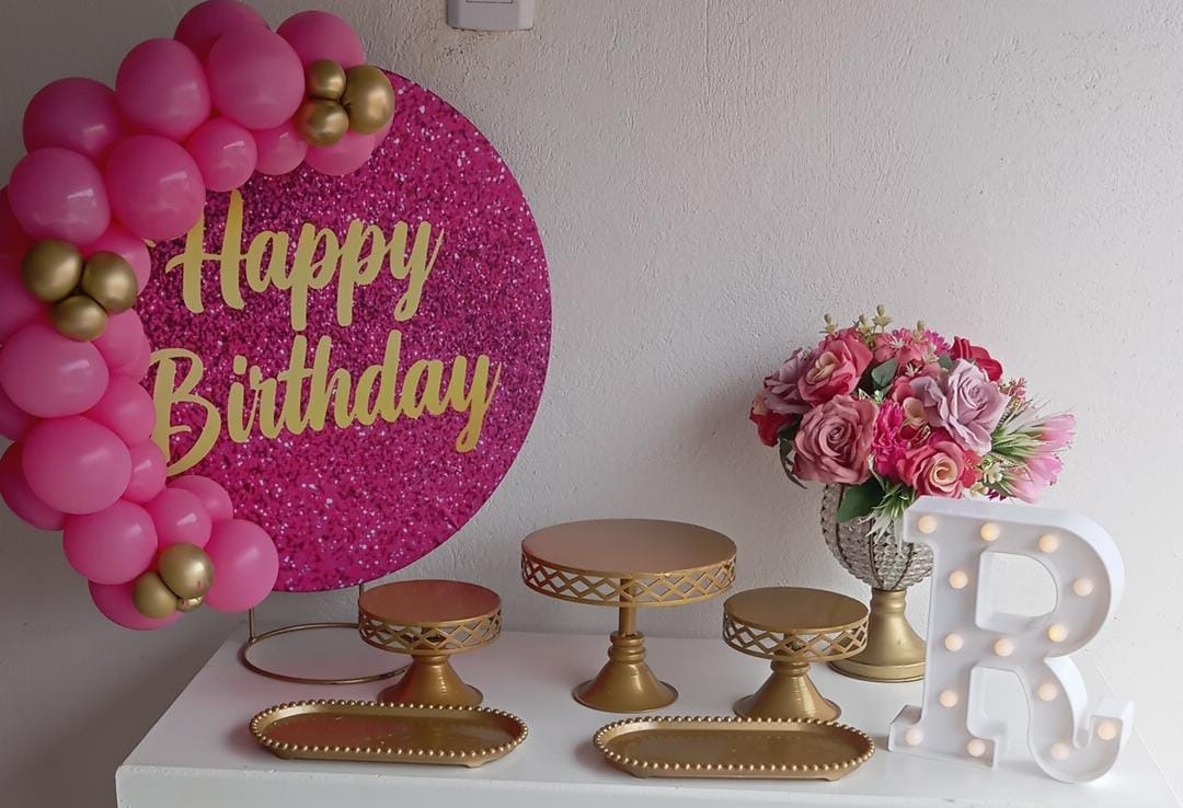 43-Mine Kit Happy Birthday Rosa - Cantinho da Lene , pegue e monte sua festa!