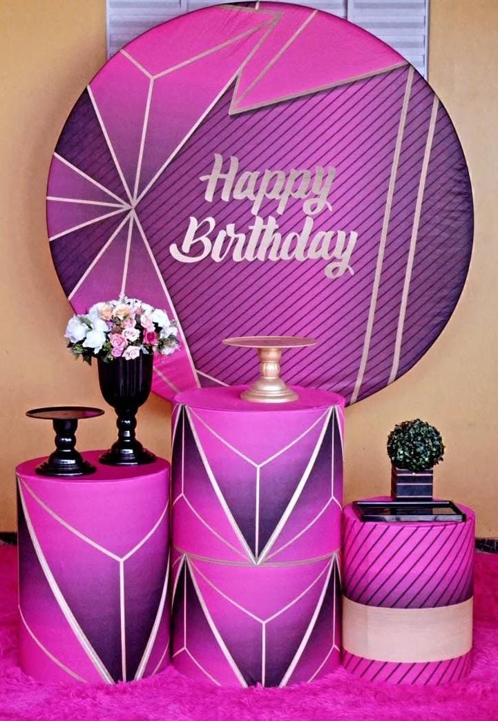 155-Kit Bronze Happy Birthday Rosa - Cantinho da Lene , pegue e monte sua festa!