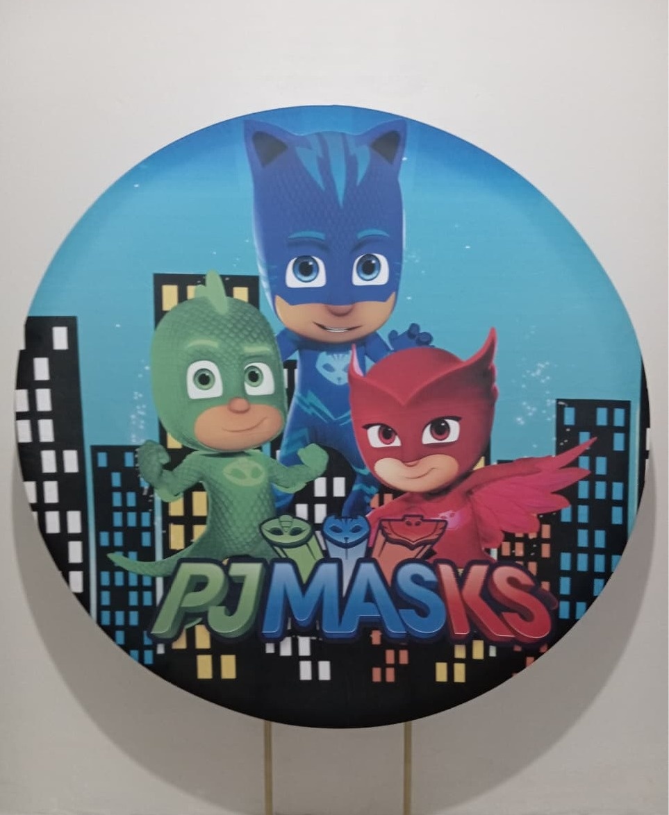 Painel Redondo Pjmasks - Cantinho da Lene , pegue e monte sua festa!