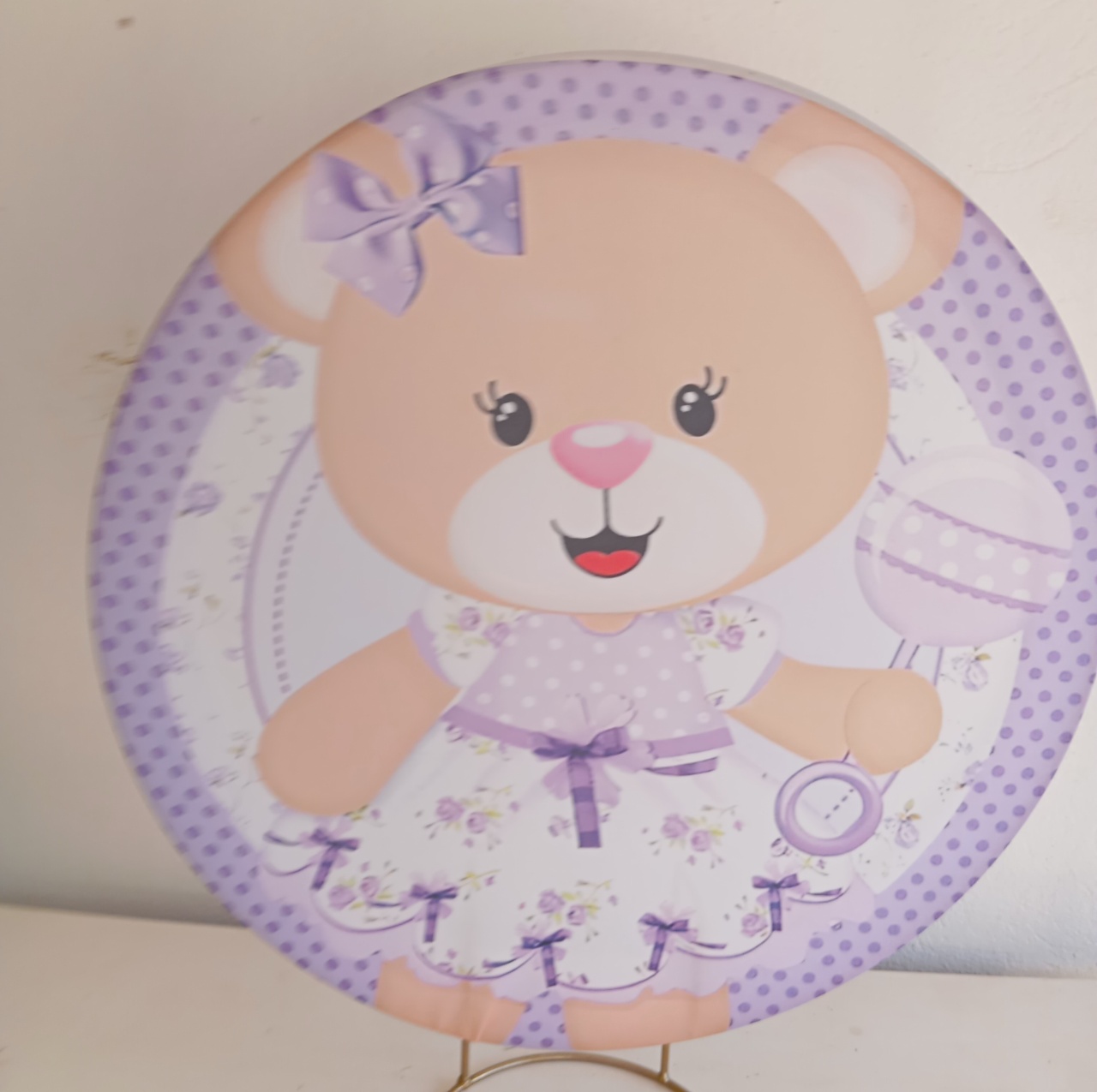 Mini Painel Ursinha Lilás  - Cantinho da Lene , pegue e monte sua festa!