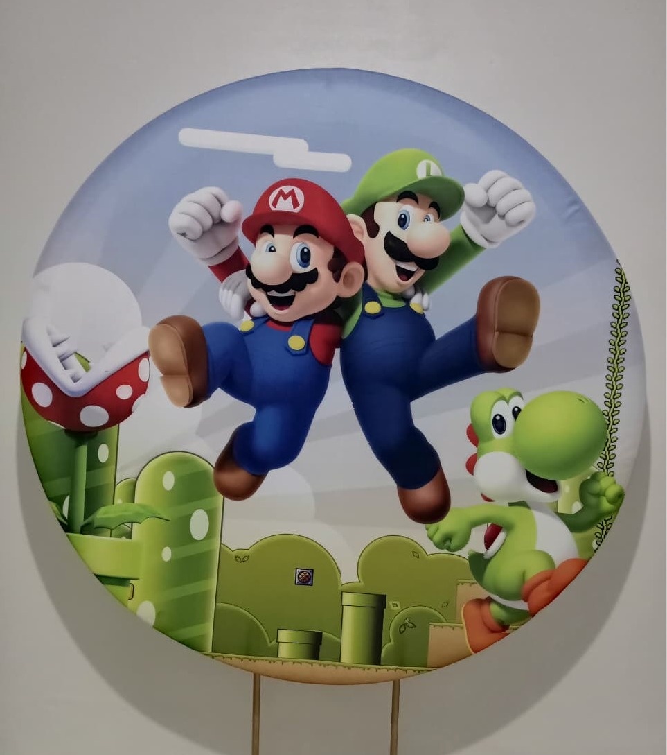 Painel Redondo Super Mario Bros  - Cantinho da Lene , pegue e monte sua festa!