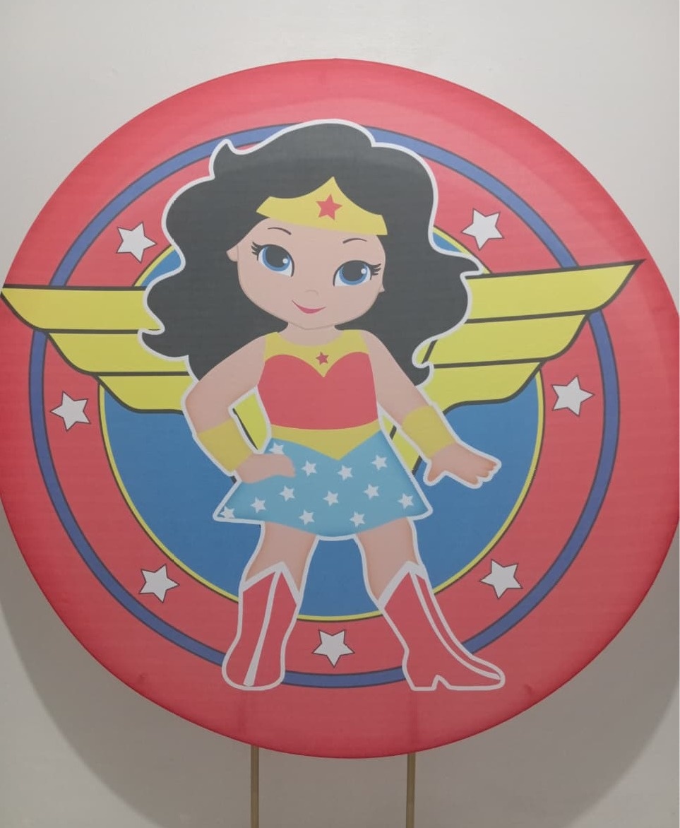Painel Redondo Mulher Maravilha Baby  - Cantinho da Lene , pegue e monte sua festa!