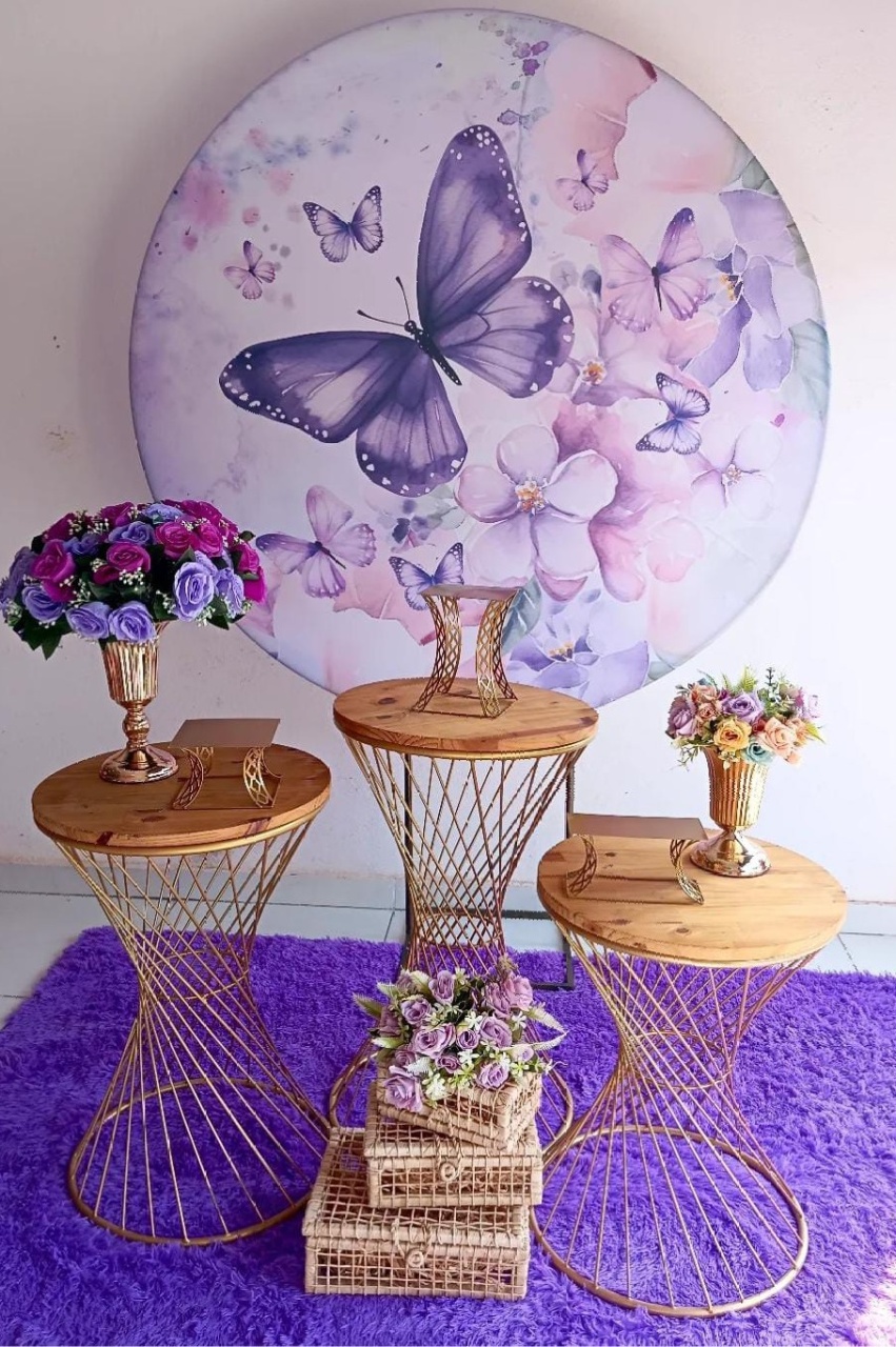 9-Kit Ouro Borboleta Lilas - Cantinho da Lene , pegue e monte sua festa!