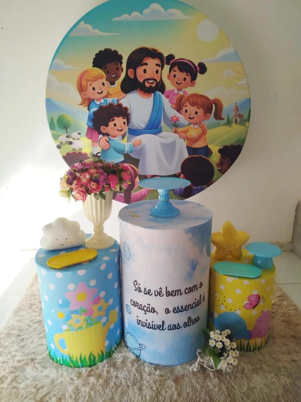 260-Kit Bronze Jesus E As Crianças  - Cantinho da Lene , pegue e monte sua festa!
