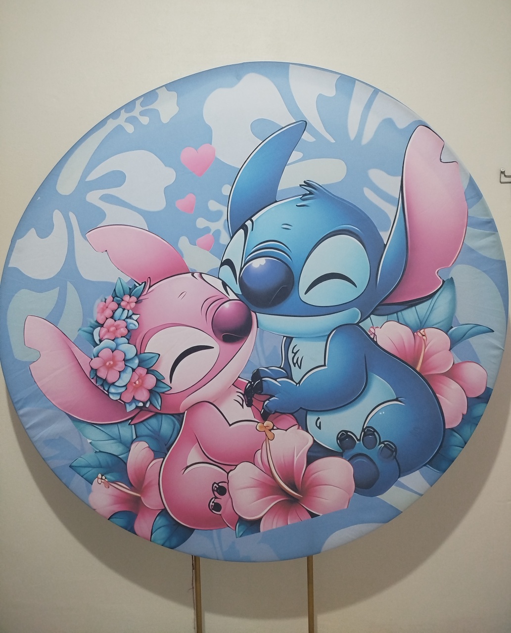 Painel Redondo Stitch Azul E Rosa  - Cantinho da Lene , pegue e monte sua festa!