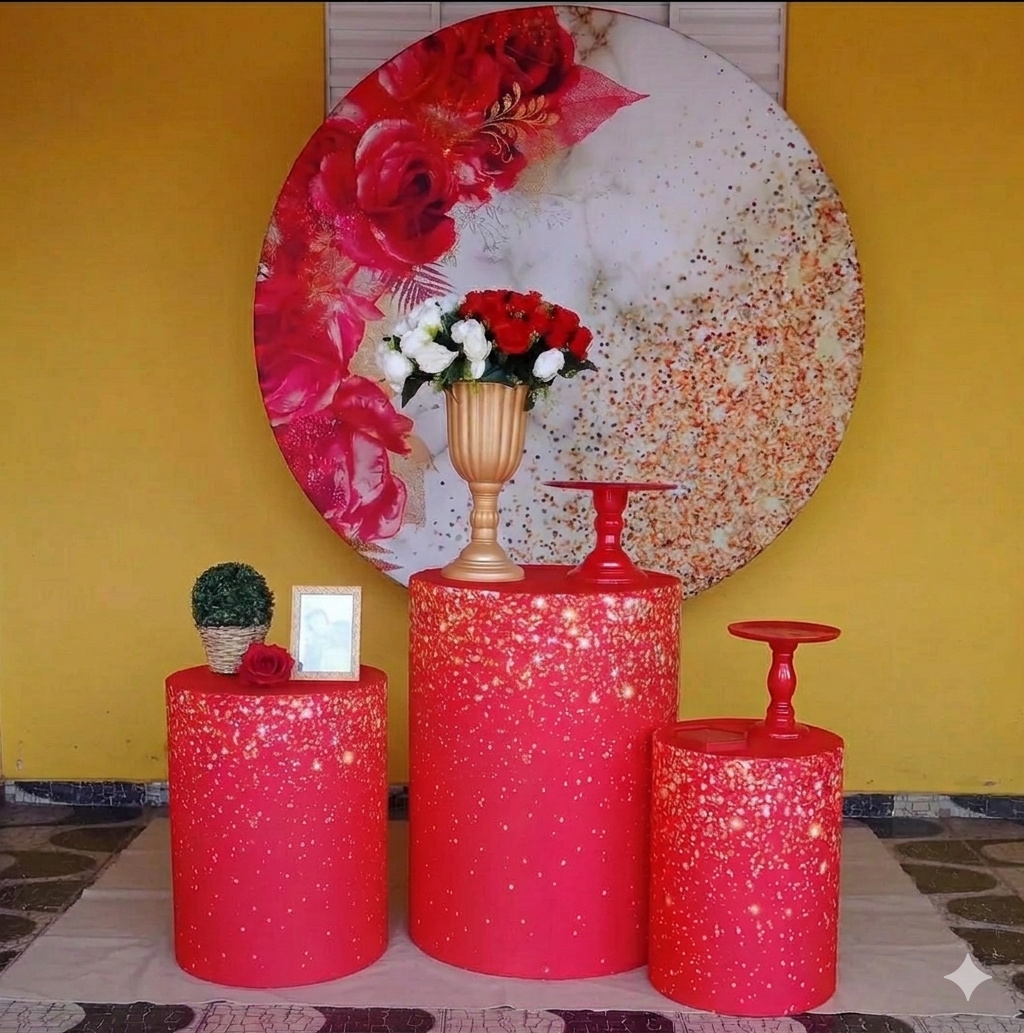 Kit Bronze Flores Vermelhas - Cantinho da Lene , pegue e monte sua festa!