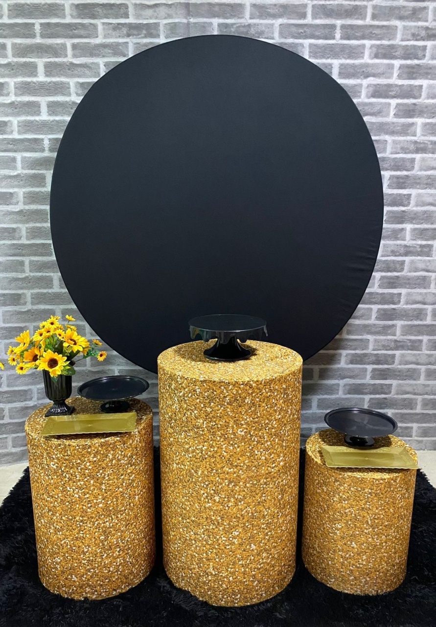 Redondo Preto+Glitter Dourado - MadriPegueMonte