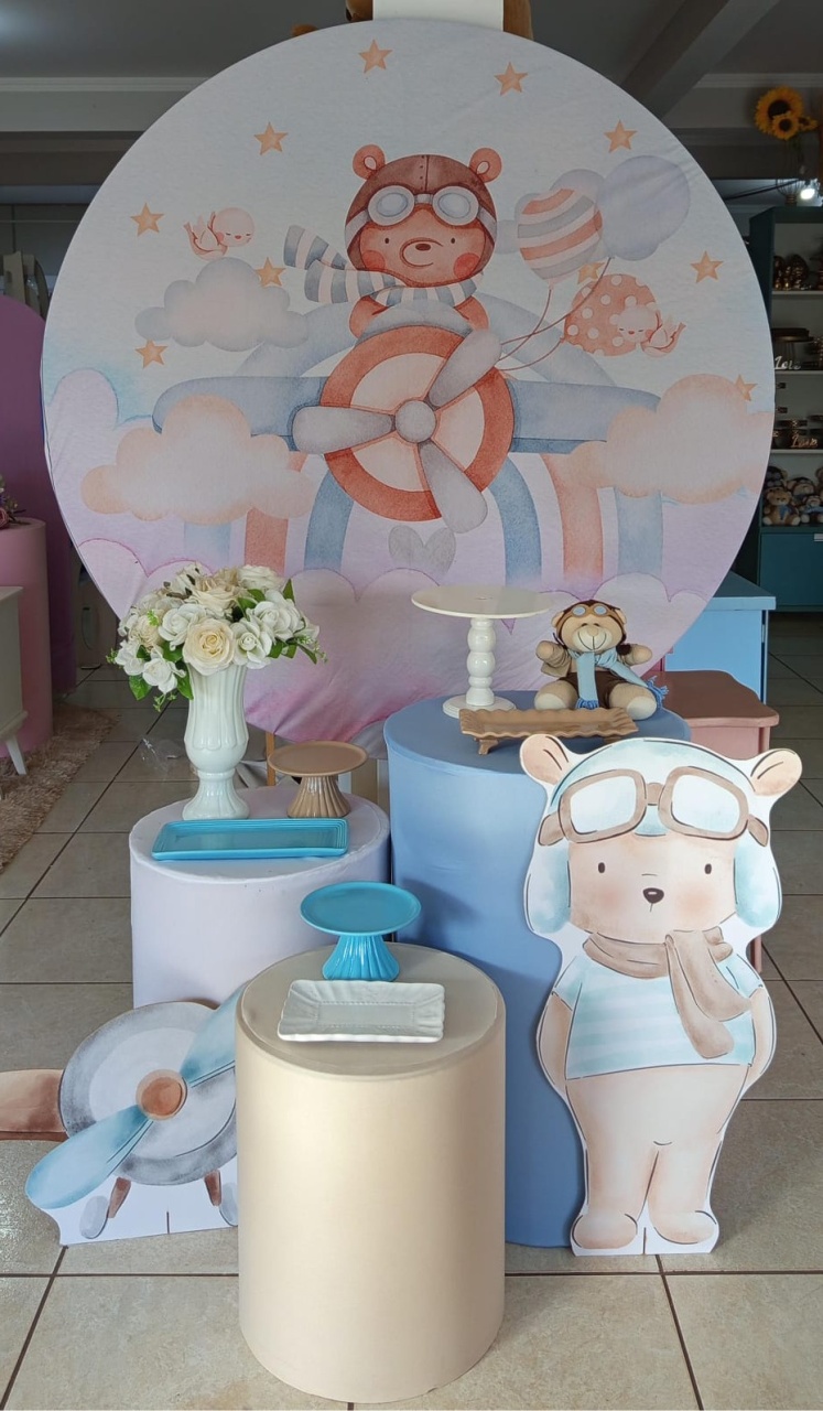  Kit Chá de Bebe Ursinho Aviador  - Mariah locação