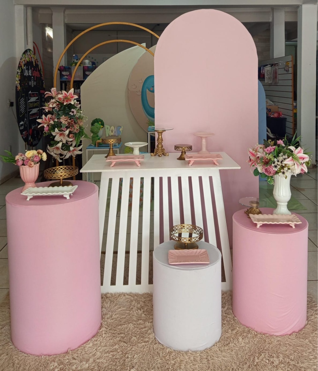 Kit Romano Duplo Rosa  - Mariah locação