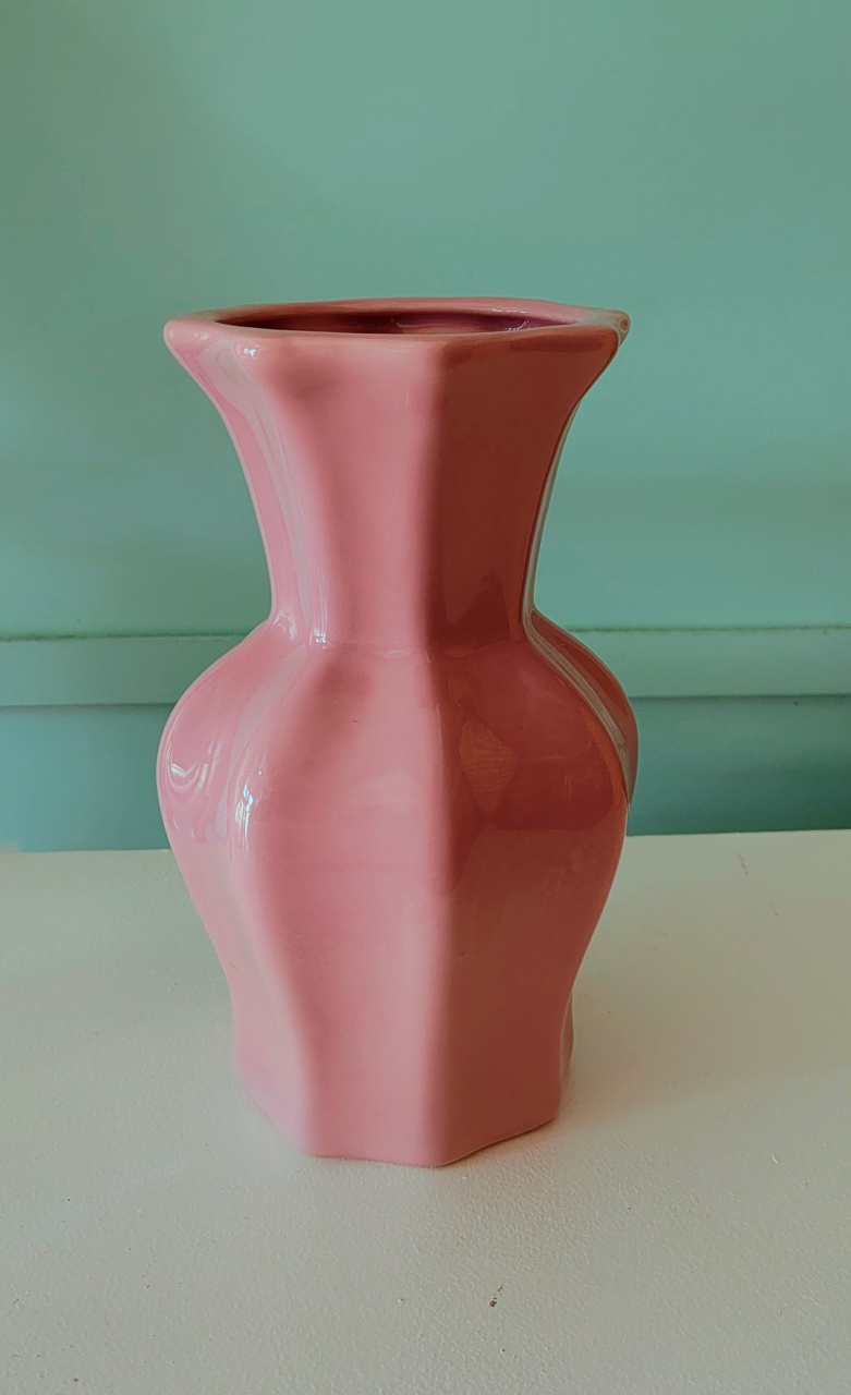 Vaso Sextavado Médio Rosa Bb - Mariah locação