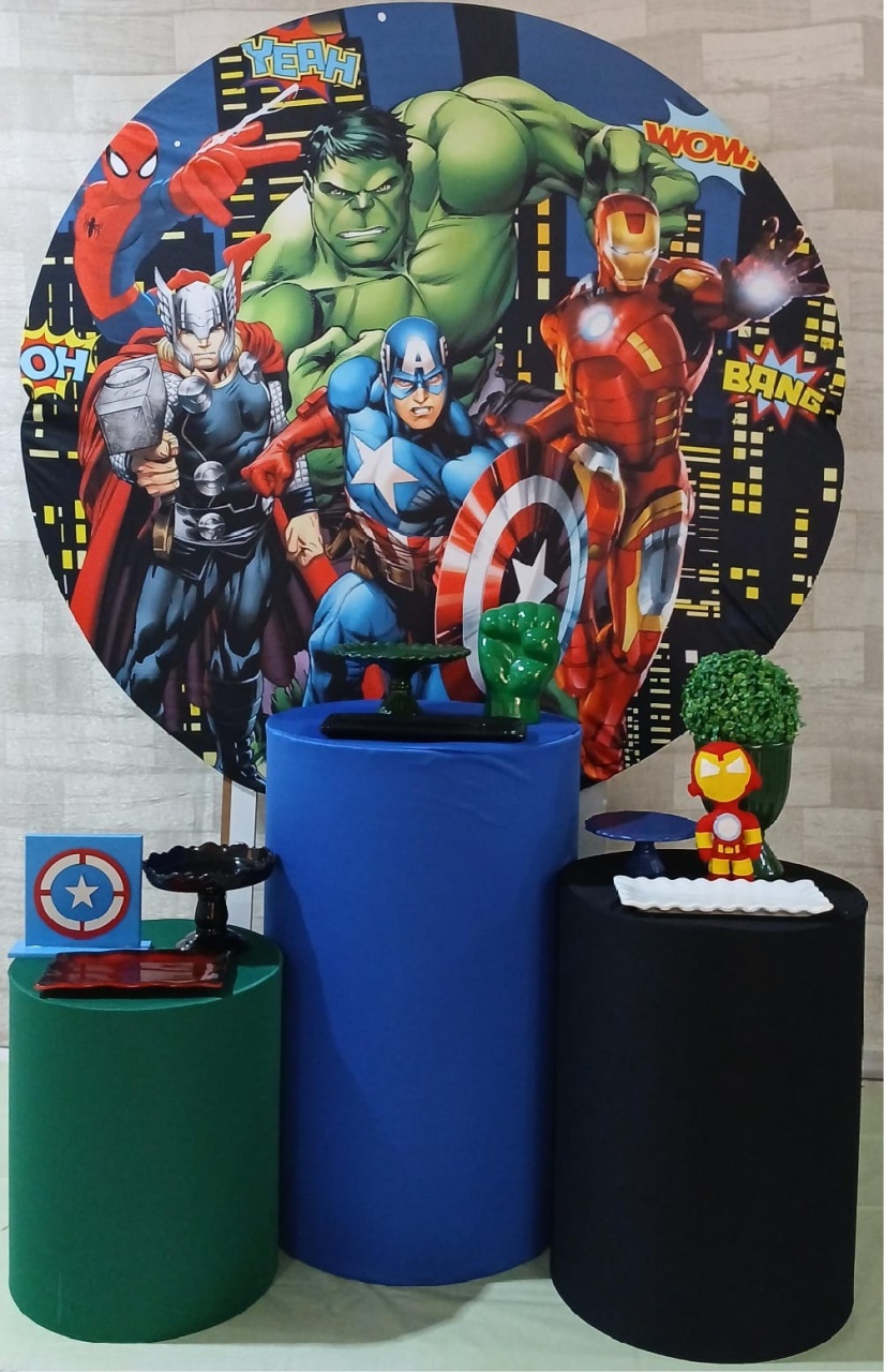 Kit Heróis Marvel Trio de Cilindros  - Mariah locação