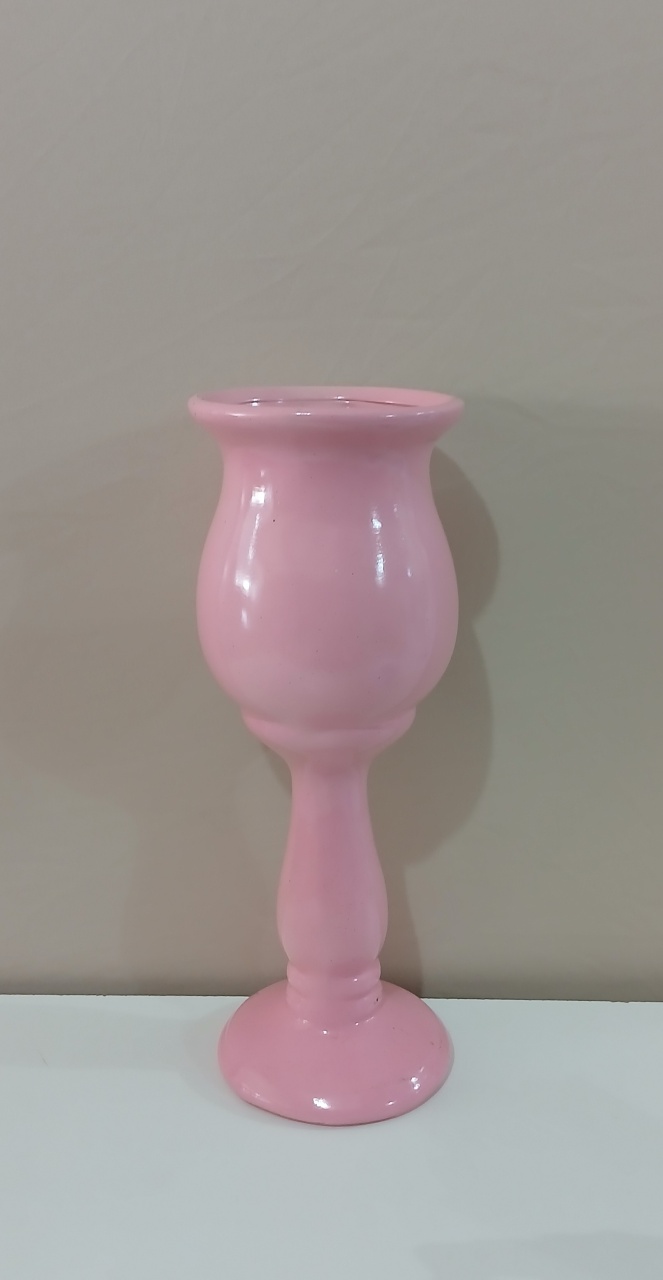 Vaso Taça Cerâmica Rosa  - Mariah locação